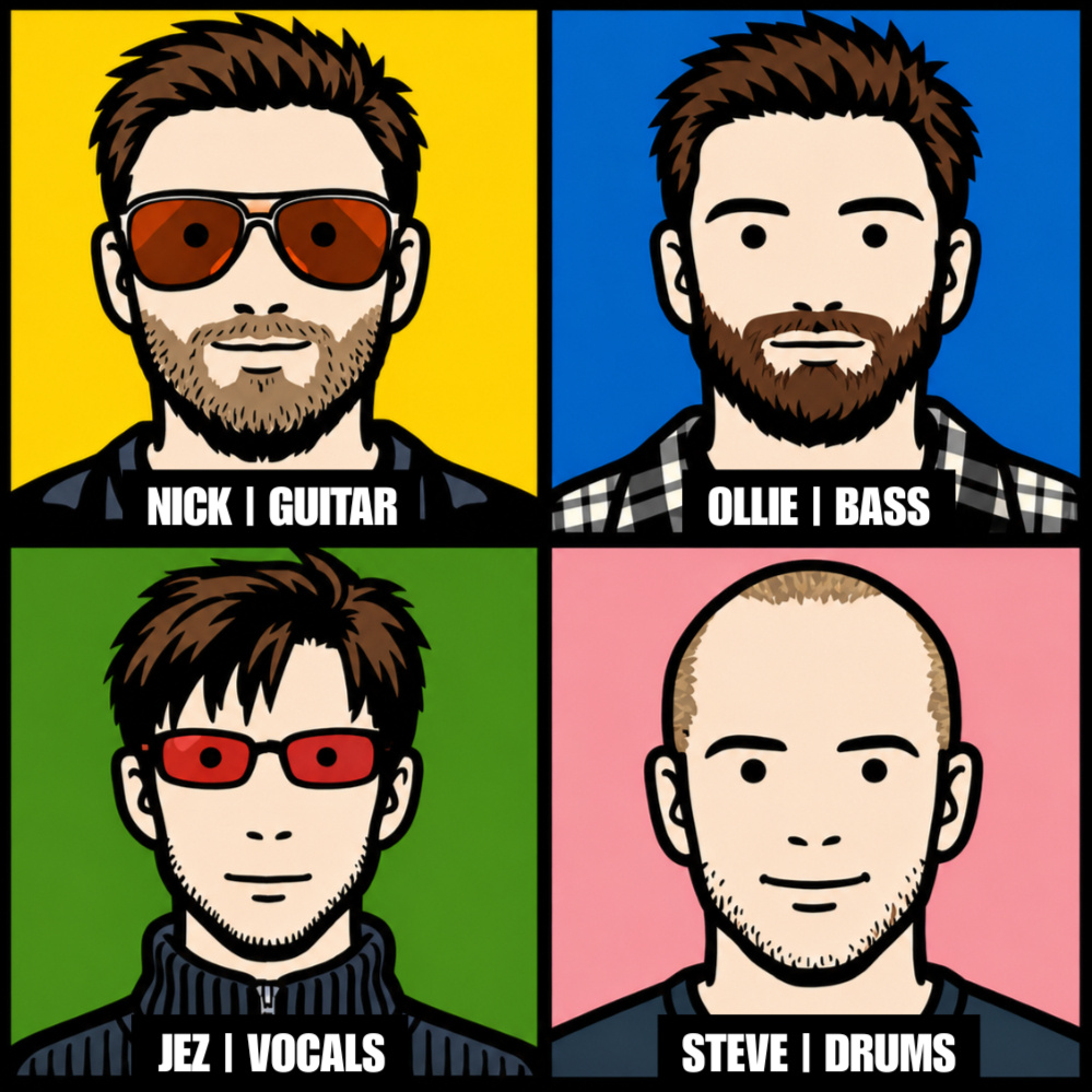 Band Members That 90s Band Members: Nick, Ollie, Jez and Steve